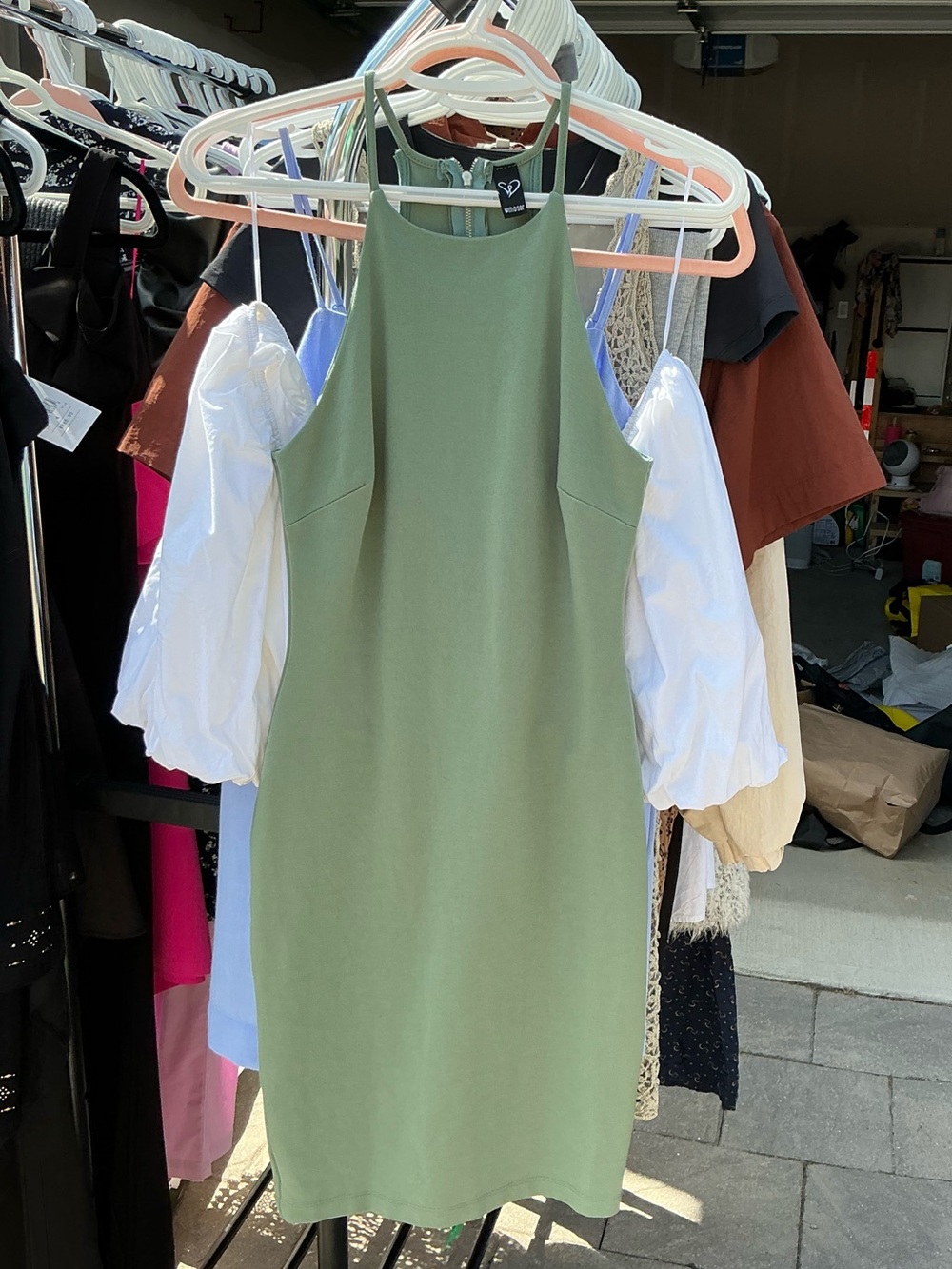 Windsor Sleeveless Halter Midi Dress in Sage Green